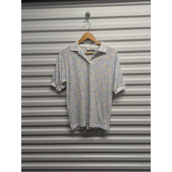 Vintage Coral Bay Size Large Nautical Seashell Polo - Picture 1 of 6